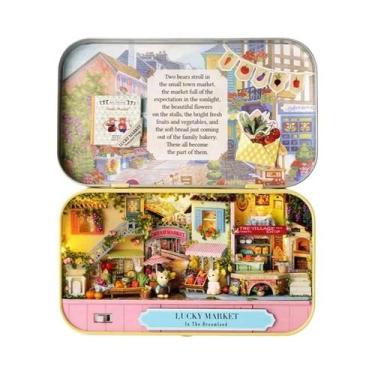 Imagem de Casa De Bonecas De Madeira DIY Para Meninas, Caixa De Teatro Em Miniat