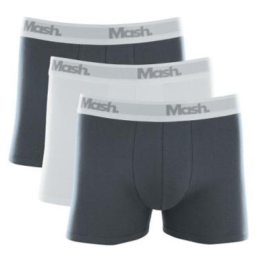 Imagem de Kit Cueca Boxer Mash 3 Peças Masculina Algodão Elástico, Gg, Cinza chu