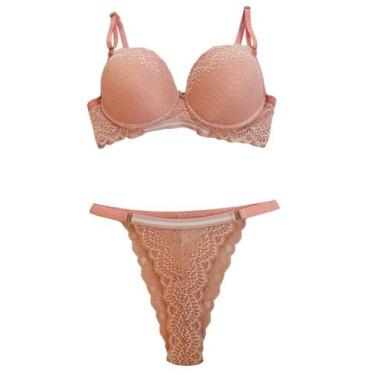 Imagem de Conjunto Lingerie Calcinha e Sutiã Luxo Rendada Com Bojo  - Estilosa, 