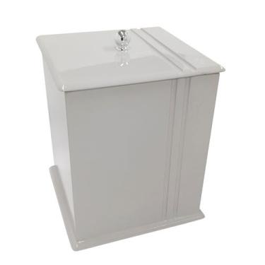 Imagem de Lixeira para Banheiro Mdf Quadrada C/ Frisos 6 Litros Cinza - LOJAROCC