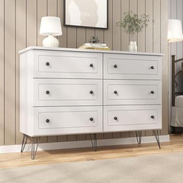 Imagem de Cômoda Industrial 136cm c/ 6 Gavetas e Pés em Aço 100% MDF - Mambel Q,