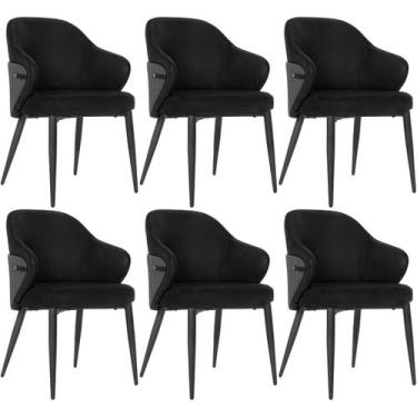 Imagem de Kit 6 Cadeiras de Jantar Estofada Milano Design Italiano com Encosto E