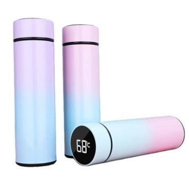 Imagem de Garrafa Térmica com Termômetro Temperatura Led Digital Display Aço Ino