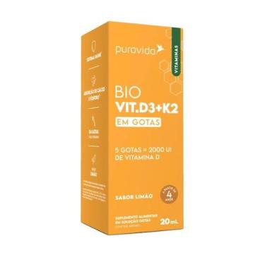 Imagem de Vitamina D3 K2 Gotas Puravida 20ml sabor limão