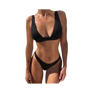 Imagem de Conjunto De Biquíni Sexy Feminino Com Decote Em V, Sólido, 2023, Cintu