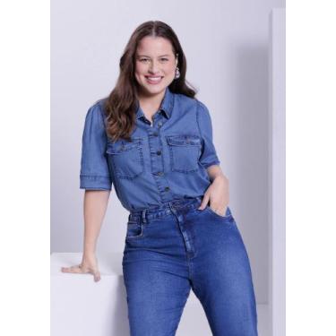 Imagem de Calça Plus Size Jeans Reta Cintura Alta Lunender 21060, Jeans, 50