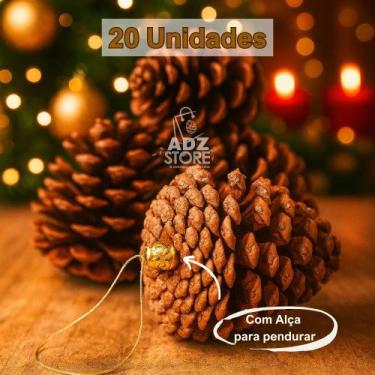 Imagem de Kit 20 Pendente Pinha Natural 7-10 cm Enfeite Decoração Natal Alça/cor