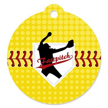 Imagem de Etiquetas de presente Grand Slam – Fastpitch Softball – Festa de aniversário ou chá de bebê (conjunto com 20)