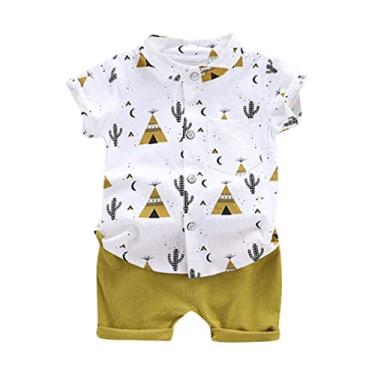 Imagem de 1-4 anos roupas tops + shorts meninos conjunto de camiseta bebê desenho animado infantil verão meninos (amarelo, 3-4 anos)