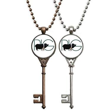 Imagem de OFFbb-USA Pig Line Wild Black Hair Art Deco Presente Fashion Chaveiro Pingente Joias Decoração de Casal