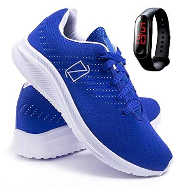 Imagem de Tenis Masculino Academia e Caminhada Ultra Leve + Relógio Digital - Azul/40