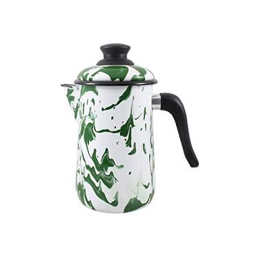 Imagem de Bule para Café 14 Esmaltado Marmorizado Verde - 1500 ml - Ewel