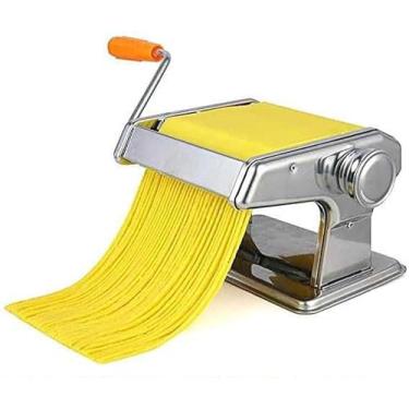Imagem de Maquina Para Massas Caseira e Profissional em Inox Rolo de macarrão espaguete ravióli talharim lasanha pastel Cilindro Removível