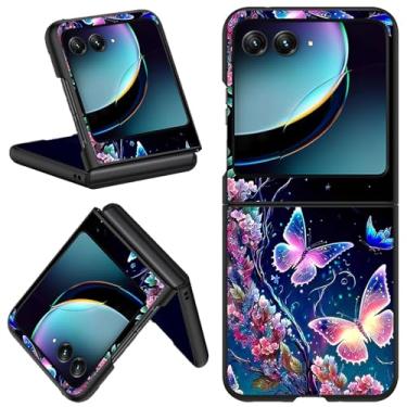 Imagem de Qindaiwen Capa protetora rígida para Motorola Razr 2024 / Moto Razr 50, capa protetora ultrafina e durável para Moto Razr 50, borboleta colorida