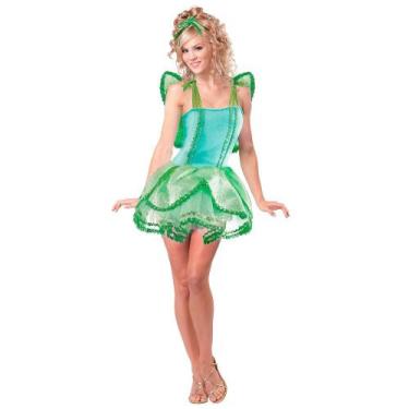 Imagem de Fantasia Fada Sininho Adulta Tinkerbell Verde de Luxo Com Asa - Fantas