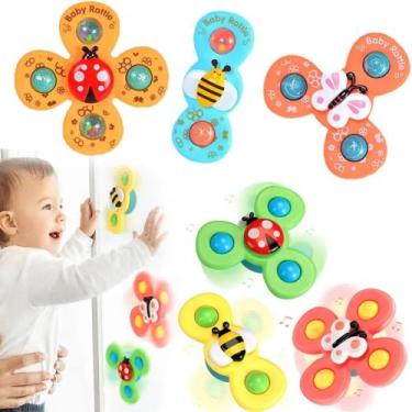 Imagem de kit 3 chocalho Borboleta gruda e gira Montessori Com Ventosa - mega to
