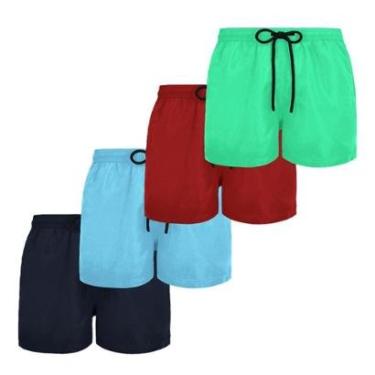 Imagem de Kit 4 Short Tactel Masculino Plus Size Moda Praia Bermuda Lisa-Masculino