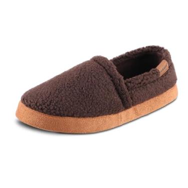 Imagem de isotoner Pantufa masculina Berber Aspen fechada nas costas, Chocolate escuro, 13-14
