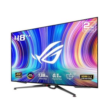 Imagem de ASUS ROG Swift 48 polegadas 4K OLED monitor para jogos (PG48UQ) - UHD (3840 x 2160), 138Hz, 0,1ms, HDMI 2.1, True 10 bit, DCI-P3 98%, G-SYNC compatível, DisplayPort, USB, console pronto, controle