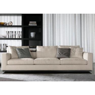 Imagem de Sofá de 3 Lugares, Revestimento em Sued Aveludado Creme - LOG014 - SOF