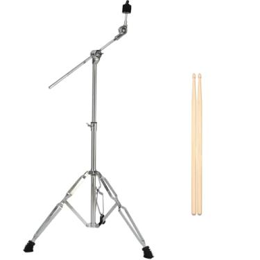Imagem de A-xctoe Suporte De Lança Prato Padrão Com Duplo Ajustável 28" A 47,2" Para Bateria, Montagem Percussão, Conjunto Equipamentos Pratos Crash, Ride E Splash
