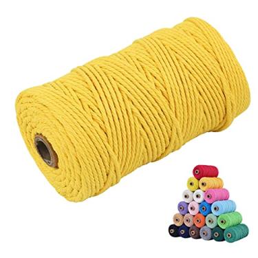 Imagem de KMALADO Cordão De Macramê Natural - Algodão 3 Mm/4 Mm/5 Mm/6 Mm, Fio Torcido, Corda Macia Para Artesanato E Suprimentos (Amarelo-Limão, 4 Mm X 109 Jardas)