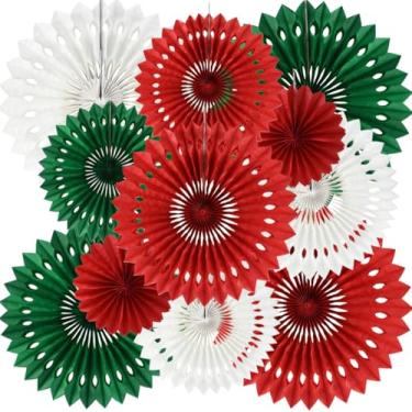 Imagem de BEISHIDA Kit De Decoração Para Leques Papel Redondos Em Formato Favo Mel, Vermelho, Verde E Branco, Aniversário Natal, Chá Bebê, Despedida Solteira, Casamento, Cenários Festa (Pacotes Com 11)