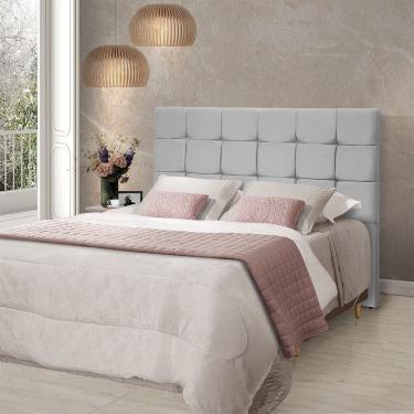 Imagem de Cabeceira Cama Queen Estofada 1,60 - Maia Veludo Cinza Claro