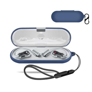 Imagem de Capa para fone de ouvido aberto para fones de ouvido sem fio (com mosquetão + cordão) à prova de quedas, arranhões, choque, porta de carregamento reservada, à prova de poeira (azul)