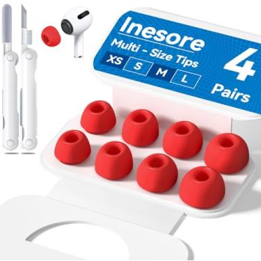 Imagem de 4 pares de pontas auriculares de substituição para AirPods Pro 2ª/1ª geração com caixa de armazenamento portátil, orifício de redução de ruído com tela protetora de poeira integrada, pontas