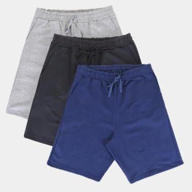 Imagem de Kit Bermuda Burn Básica Masculina C/ 3 Peças, Preto, Marinho, P
