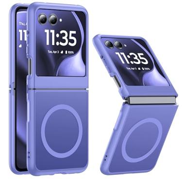 Imagem de FNDMIL Capa magnética para Motorola Razr 2025/Motorola Razr 2024 compatível com MagSafe translúcido fosco estrutura integrada fina para Motorola Razr 60/50, roxo fantasia