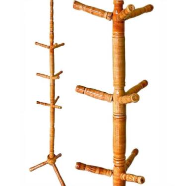 Imagem de Cabideiro, Cabideiro de Chao Envernizado Mancebo Arara de Roupas 10 Ganchos em Madeira Cabide Organizador, 165×30cm(Cerejeira)