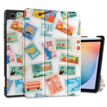 Imagem de DONGKE Capa para Samsung Galaxy Tab S6 Lite 10,4 polegadas 2024/2022/2020, suporte de três dobras + suporte para caneta S + despertar/hibernar automático + capa traseira com suporte protetor de TPU