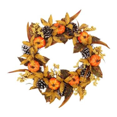 Imagem de FLCPJGV Decoração de porta de entrada com guirlanda de outono, enfeite de guirlanda de outono para festa de ação de Graças