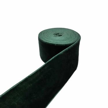 Imagem de Conjunto de fita de veludo de 20 m, carretel de fita de veludo para decoração de guirlanda de Natal, ornamentos artesanais artesanais de embrulho de presente e fabricação de laços (verde escuro, 3,8