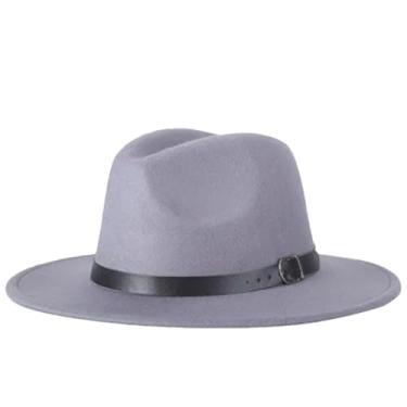 Imagem de Chapéu masculino Fedoras Jazz feminino verão primavera preto mistura boné casual ao ar livre chapéu cinza tamanho infantil 52-54 cm