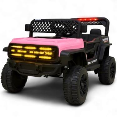 Imagem de Carro Carrinho Jipe Jipinho Elétrico Infantil Quadriciclo 12V Controle Luz Som Música Bivolt Menino Menina (Rosa)