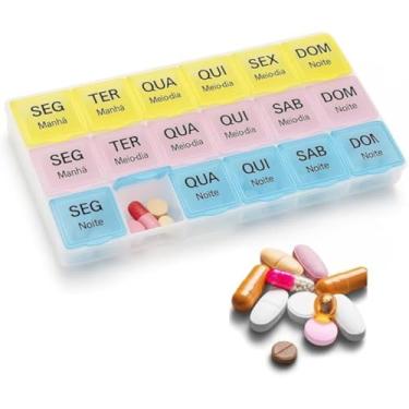 Imagem de Porta Comprimido Semanal Colorido Destacável Manha Tarde Noite.