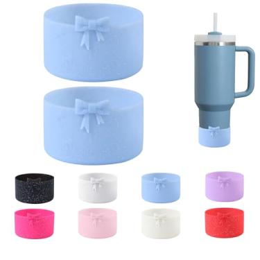 Imagem de CDYLDXG 2 peças de bota protetora de silicone com laço em pó com glitter, compatível com Stanley Cup 20/30/1,134 g, para Stanley Boot for Stanley Cup Accessories, para Hydroflask Boot 340.2-680.4 g