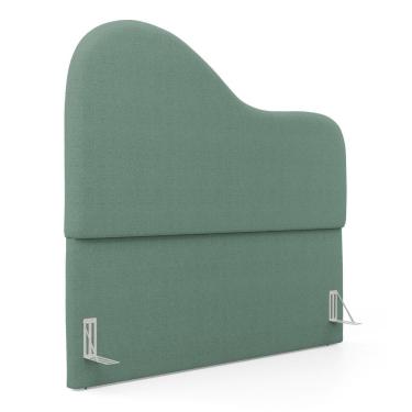 Imagem de Cabeceira Orgânica Cama Box Casal Padrão Sea 140cm Com Frame Bouclé Verde Menta - Desk Design