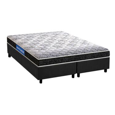 Imagem de Cama Box King: Colchão Espuma Probel Guarda Costas Super Resistente + Base Crc Suede Gray(193X203)