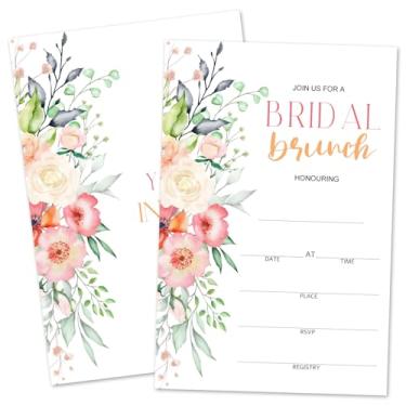 Imagem de ZARYFANCHY Convites florais de chá de panela para novos casais, preencher convites de casamento em branco com envelopes, 25 convites de chá de panela, lembrancinha de festa de noivado e suprimentos