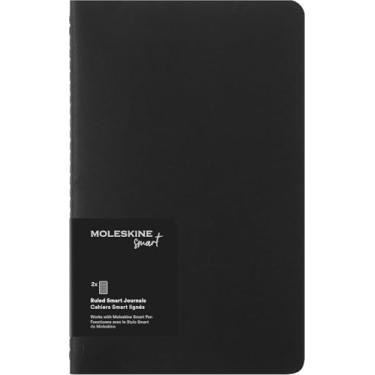 Imagem de Moleskine Caderno inteligente de capa macia Cahier, pautado/forrado, grande (12,7 cm x 21 cm) preto, compatível com caneta inteligente, 72 páginas