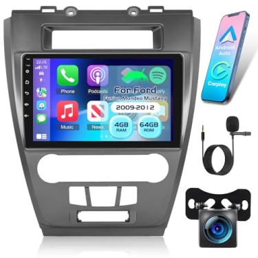 Imagem de [4+64] Rádio automotivo Volxcereo para Ford Fusion Mondeo Mustang 2009-2012, tela sensível ao toque Android de 10,1 polegadas, estéreo com Carplay e Android Auto, SWC, navegação GPS, WiFi, Bluetooth