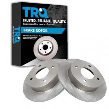 Imagem de TRQ Conjunto de par de rotores de freio a disco traseiro para Nissan Altima 1993-2001 / Infiniti G20 1993-2001 / Nissan Sentra 1993-2001