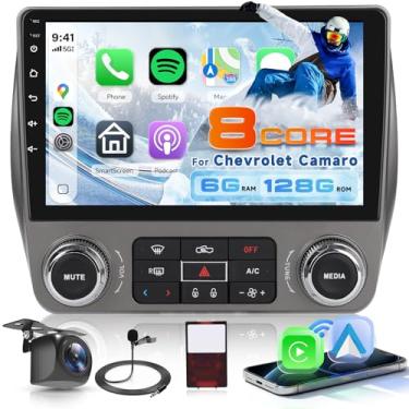 Imagem de Estéreo Android 8 Core 6G + 128G para Chevrolet Camaro 2008-2015 com Carplay sem fio e Android Auto, Driauto 1280P 9 polegadas para Chevy Camaro Rádio Bluetooth Espelho Link WiFi GPS SWC FM/RDS DSP
