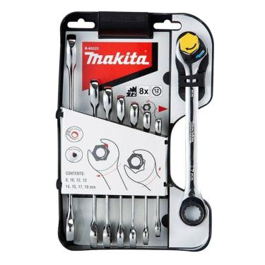 Imagem de Jogo De Chaves Combinadas Catraca Speedy 8-19mm 8 Peças Makita B-65523 – Resistente E Profissional