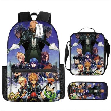 Imagem de Conjunto de mochilas Kingdom Hearts Sora Anime School 3 unidades/lote