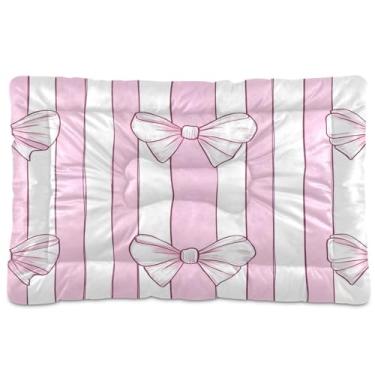 Imagem de Wassud Cama de cachorro com listras de laços, camas pequenas, para cães ao ar livre, tapete lavável para animais de estimação, cama de gato para dormir, viagens, 45,7 x 61 cm